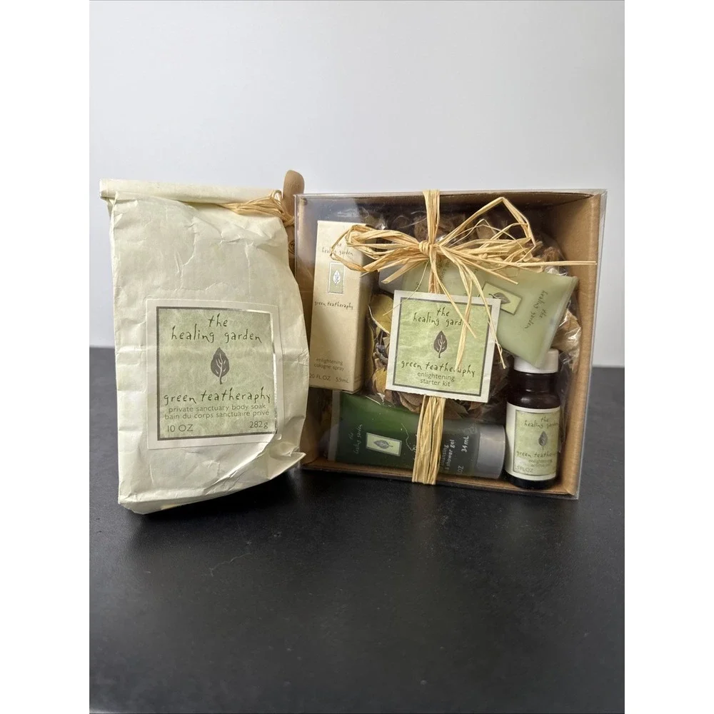 The Healing Garden Green Teatherapy Enlightening Starter Kit Gift Set PLUS SOAK‎